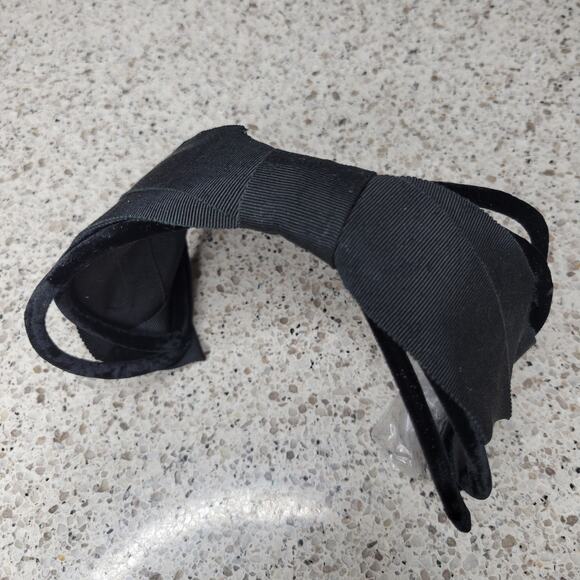 VTG MCM Wired Velvet Bow Headband Formal Crown Hat Headpiece 50s 60s Elegant - Picture 4 of 14